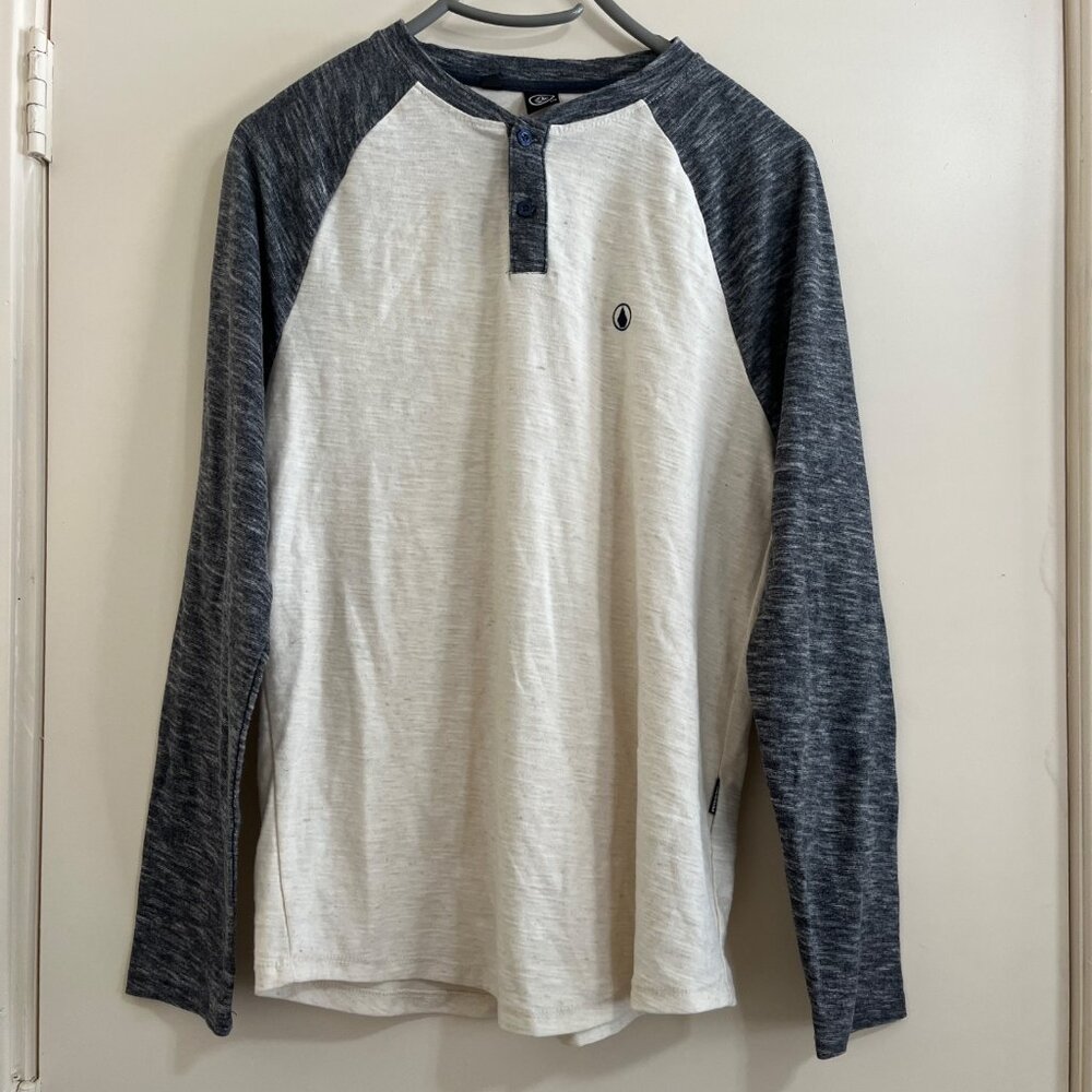 Volcom Men's White and Gray Long Sleeve Shirt